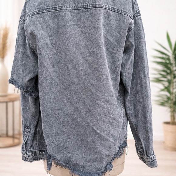 Forever 21 Distressed Gray Denim Jacket - Picture 2 of 3